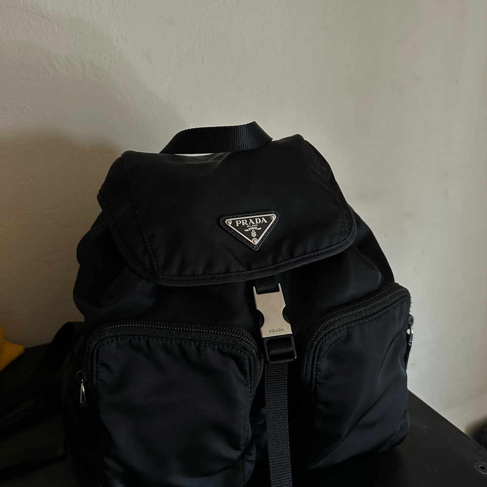Prada Re-Nylon Black Drawstring Medium Rucksack Backpack